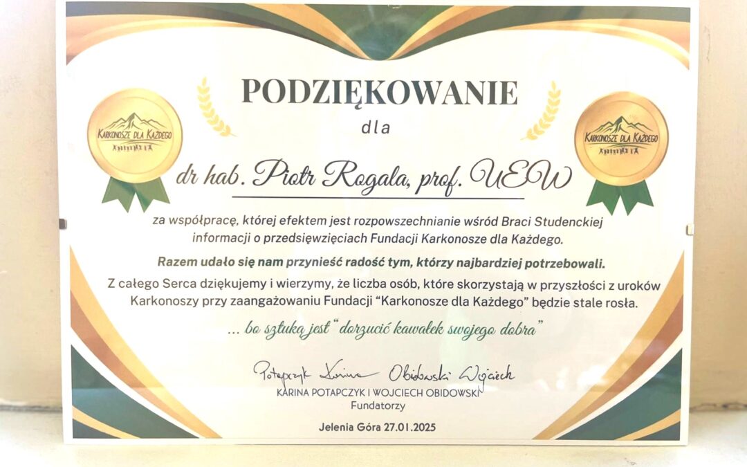 Podziękowania dla Dziekana jeleniogórskiej Filii
